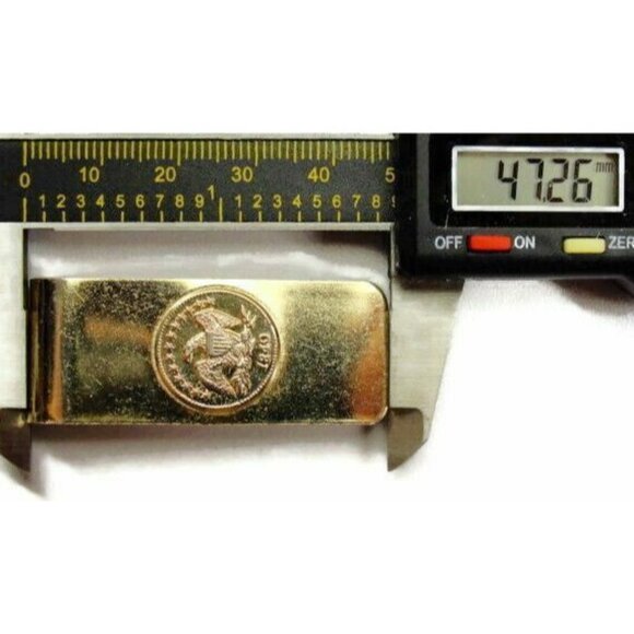 Money Clip Patriotic Eagle Wallet Credit Card Cash ID Holder Gold Tone Vtg - Picture 6 of 7